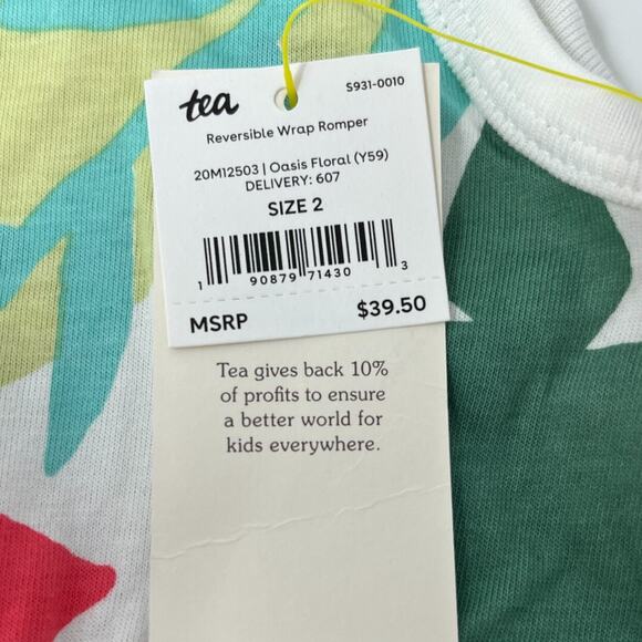 Tea Collection NWT Oasis Floral Reversible Romper. Size 2 - Picture 3 of 3